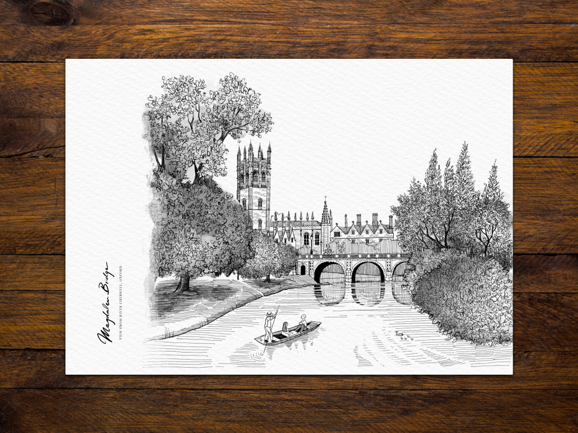 Reflections at Cherwell — Art Print Postcard